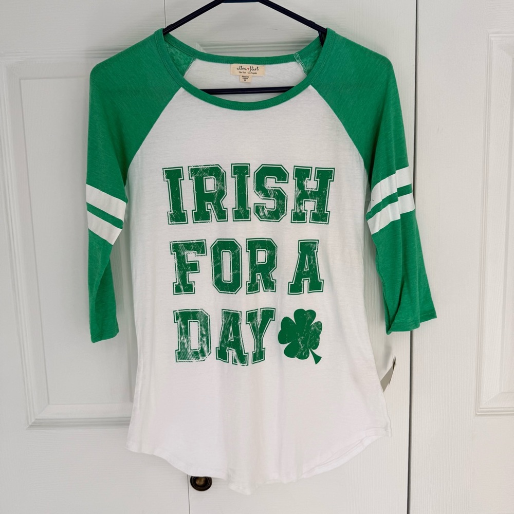 Ultra Flirt Green and White Tee St. Patrick Day Irish for a‎ day Medium